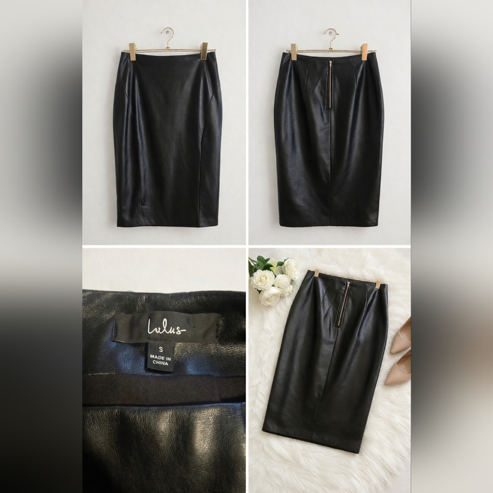 Lulus Mireya Black Vegan Leather Pencil Skirt - Picture 6 of 6